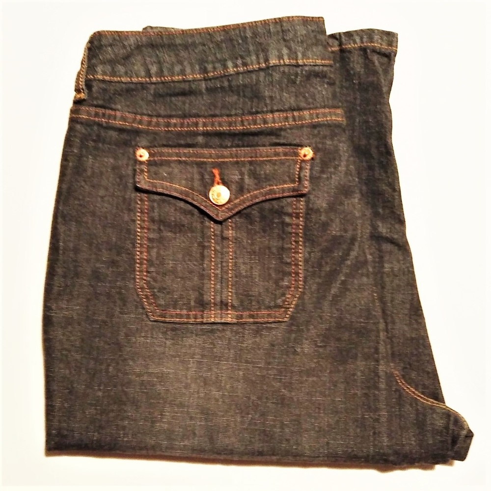 Women's Dark Wash Blue Jeans Capri Pants 16 EUC